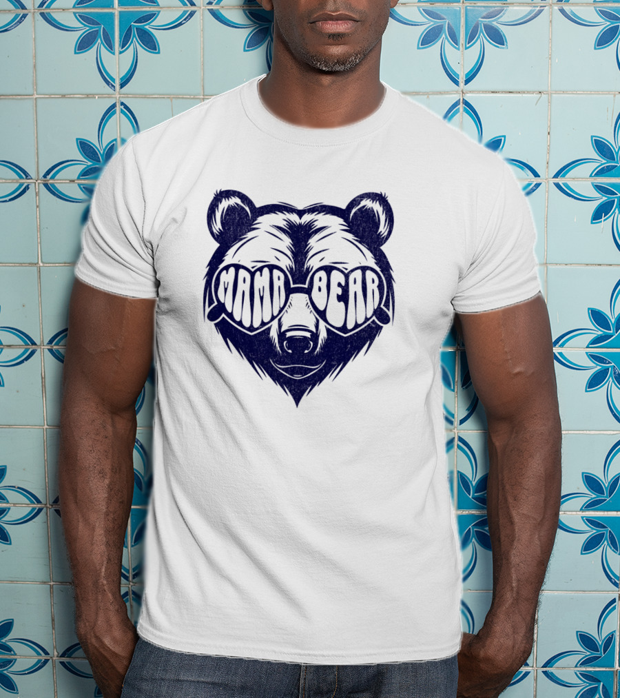 Mama Bear Sunglasses Bold Lettering Bear Head T-Shirt