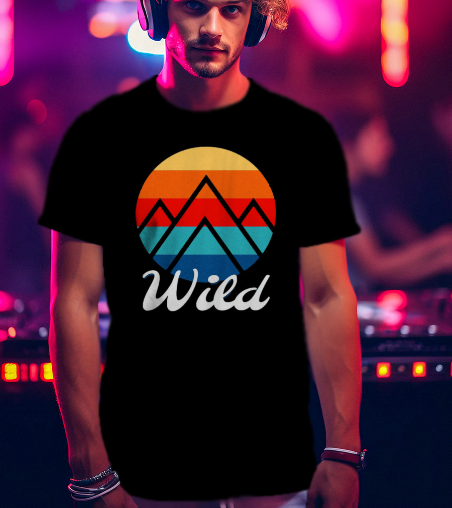 Wild Minimalistic Mountains Retro Circle Stripes T-Shirt