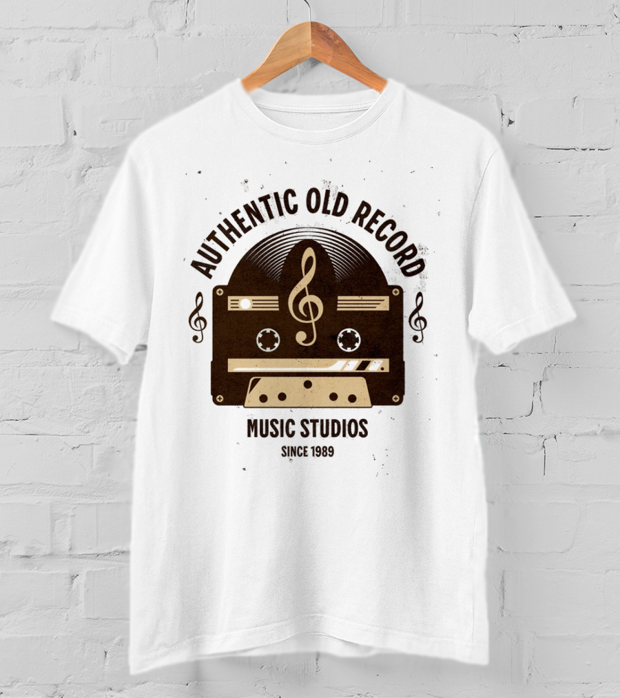 Authentic Old Record Music Studios Cassette Since 1989 T-Shirt