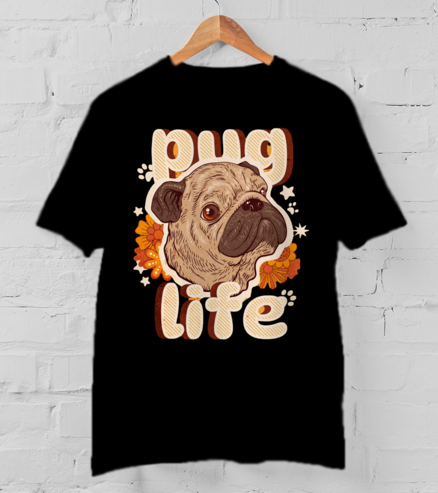 Pug Life Retro Floral T-Shirt