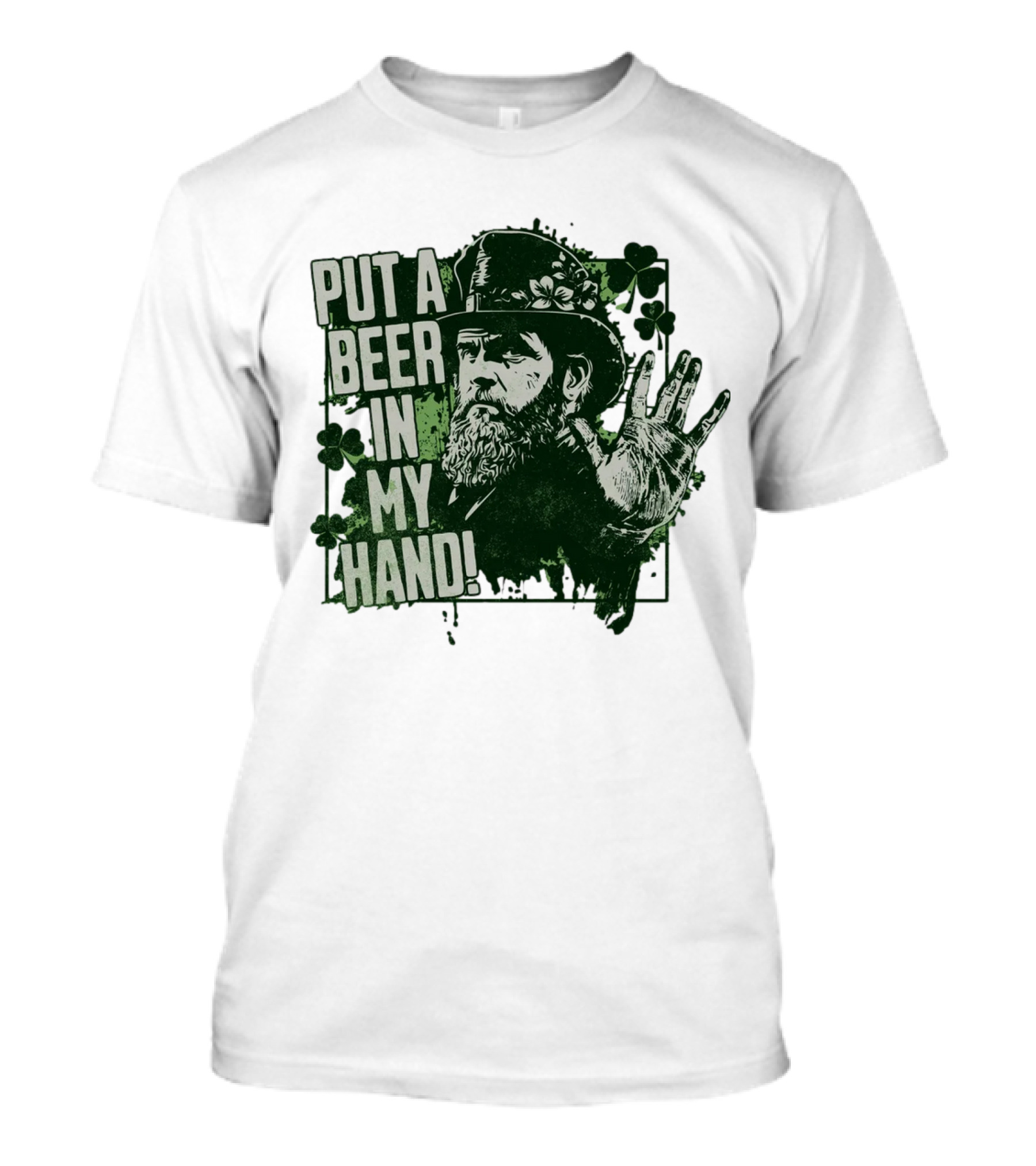 Put A Beer In My Hand St. Patrick's Day Shamrock Gentleman T-Shirt