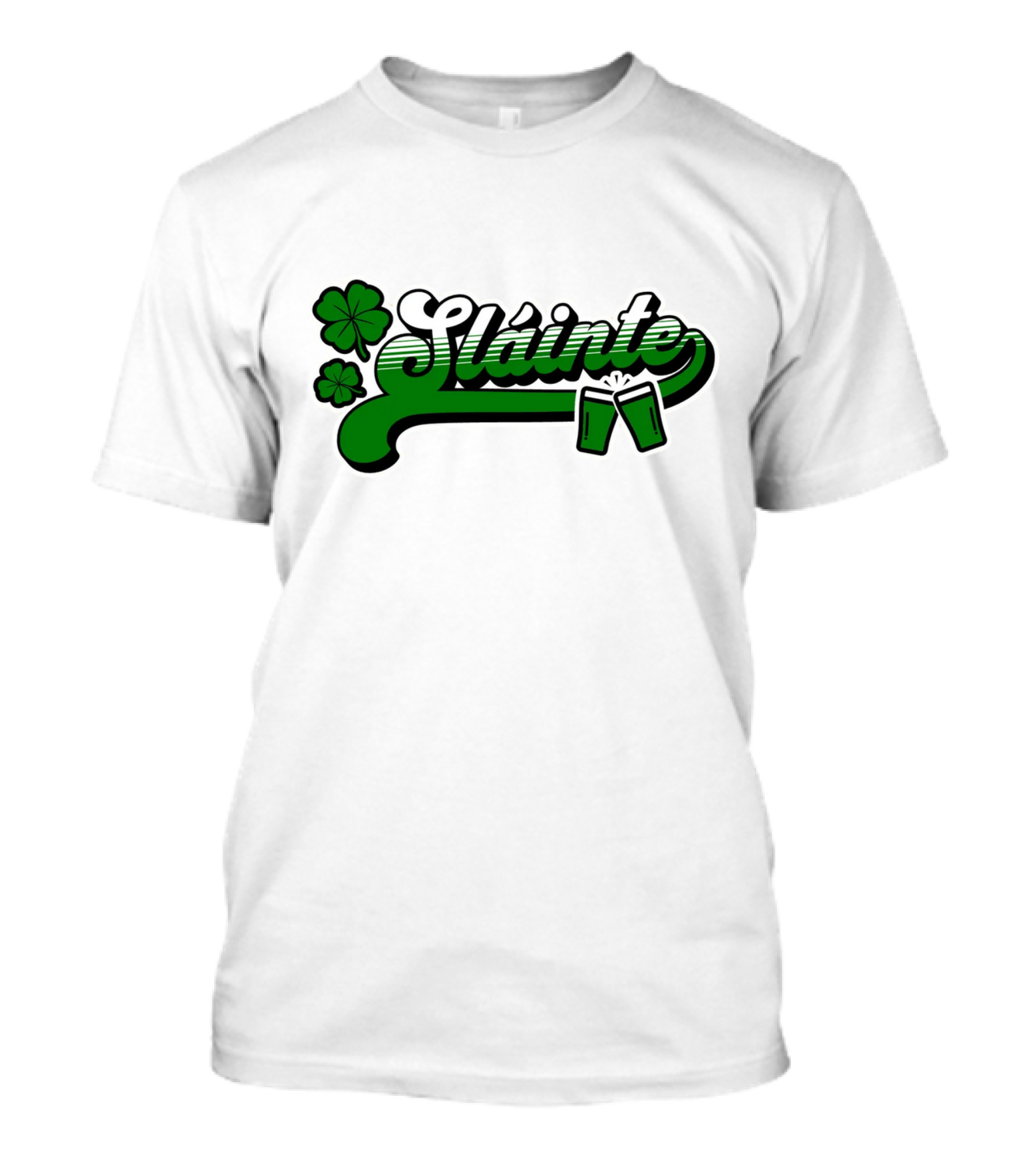 Sláinte Shamrock Gaelic Toast With Beer Glasses T-Shirt