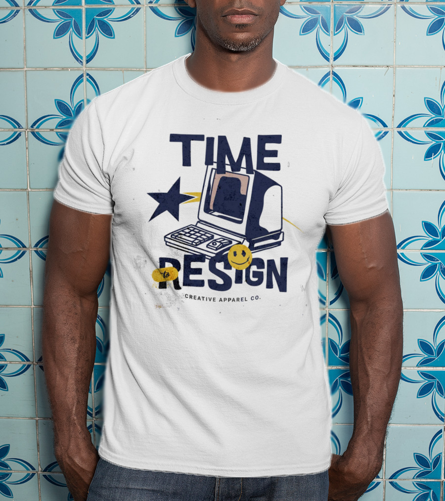 Time To Resign Vintage Computer Smiley Creative Apparel Co T-Shirt
