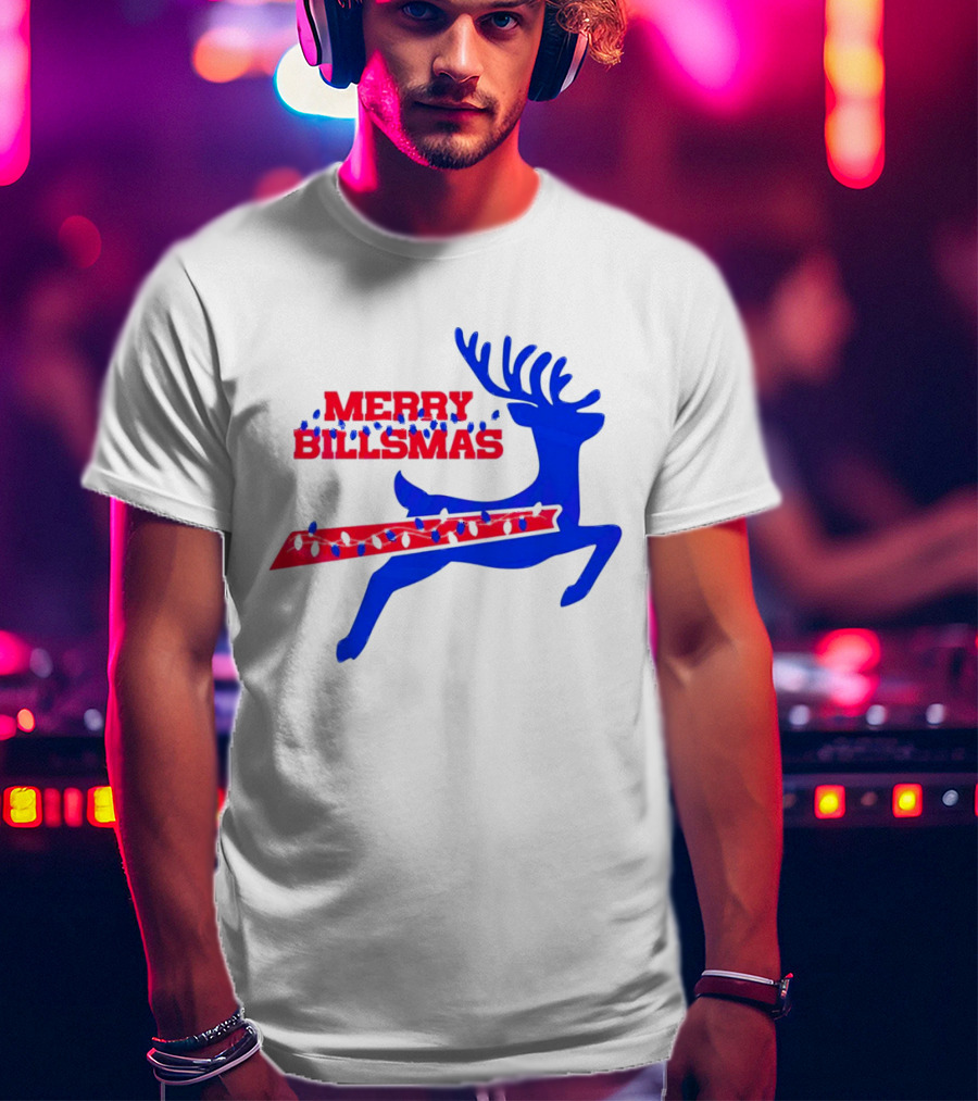 Merry Billsmas Reindeer Xmas Lights Buffalo T-Shirt