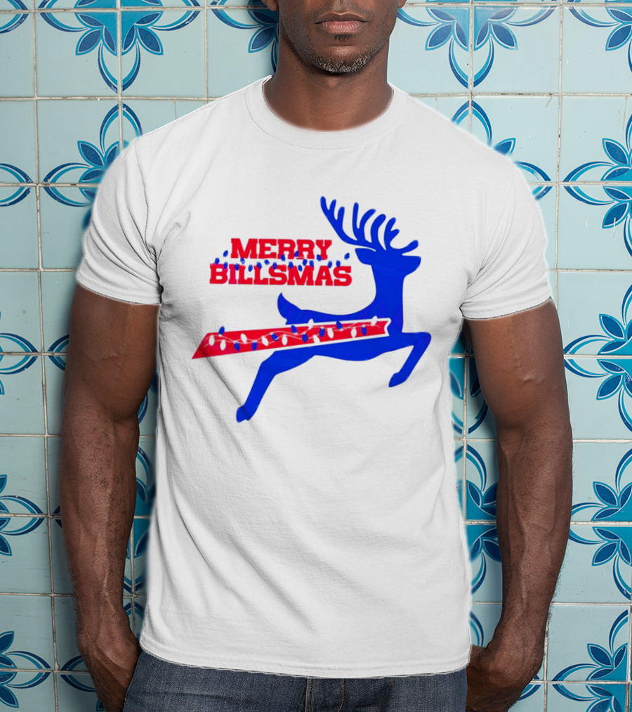 Merry Billsmas Reindeer Xmas Lights Buffalo T-Shirt