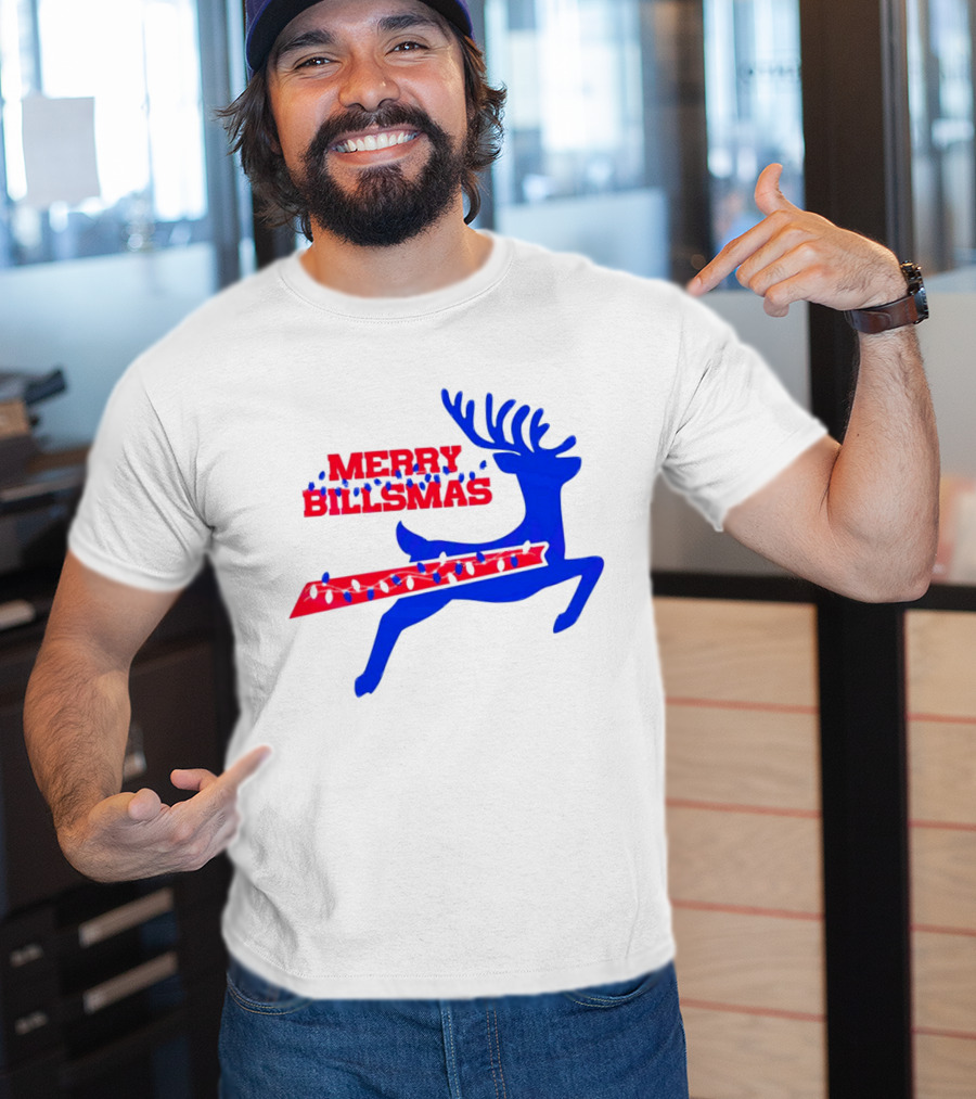 Merry Billsmas Reindeer Xmas Lights Buffalo T-Shirt