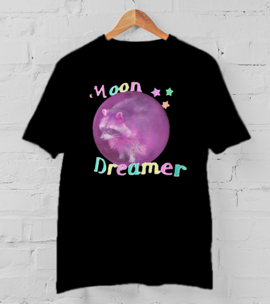 Moon Dreamer Raccoon Pastel Stars T-Shirt