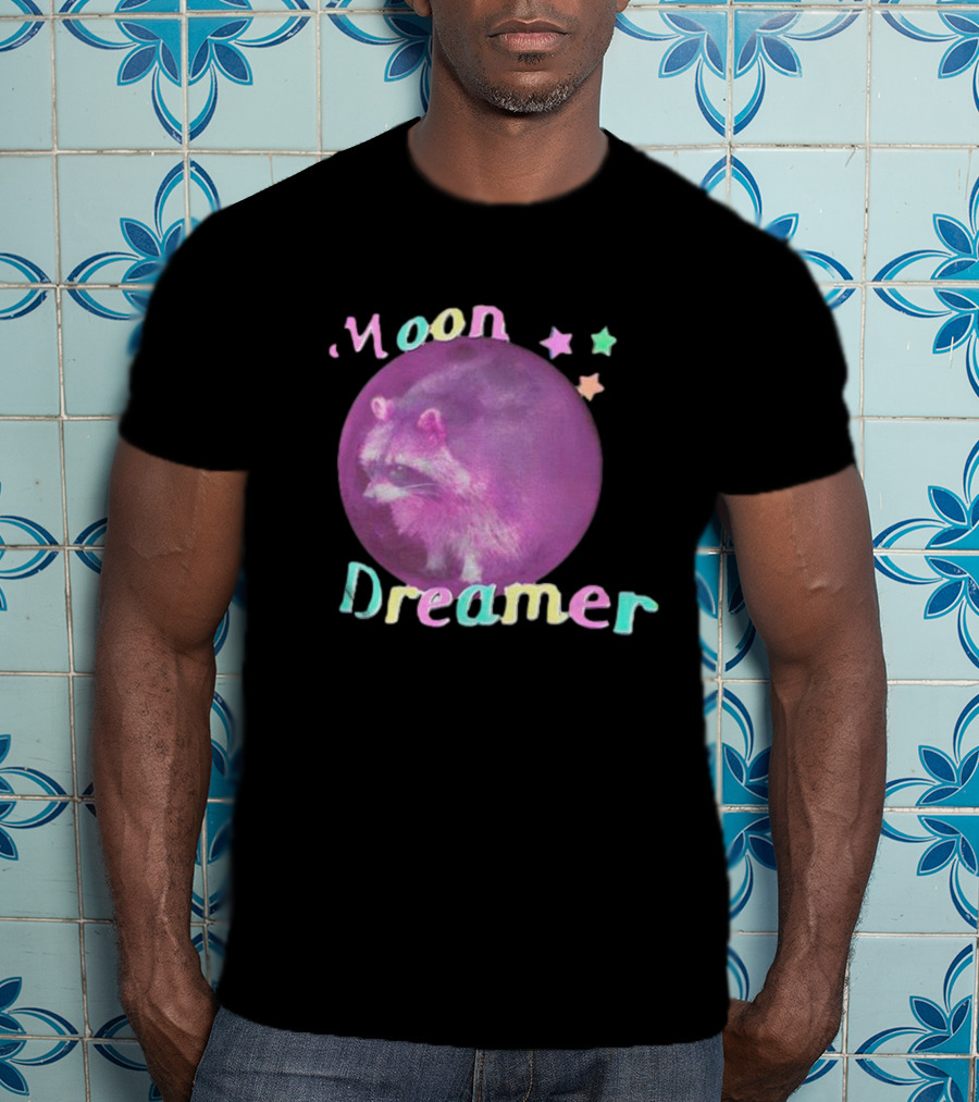 Moon Dreamer Raccoon Pastel Stars T-Shirt