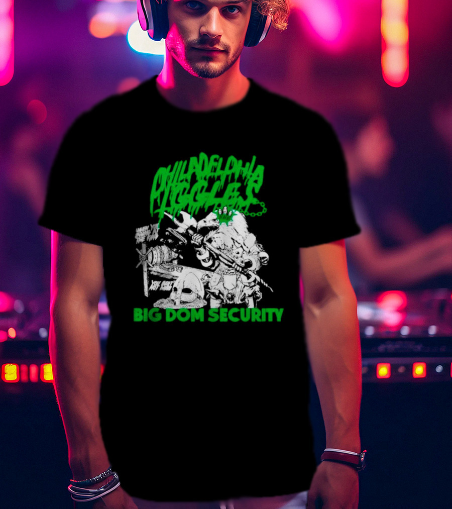 Philadelphia Iggles Big Dom Security Comic-Style Green T-Shirt