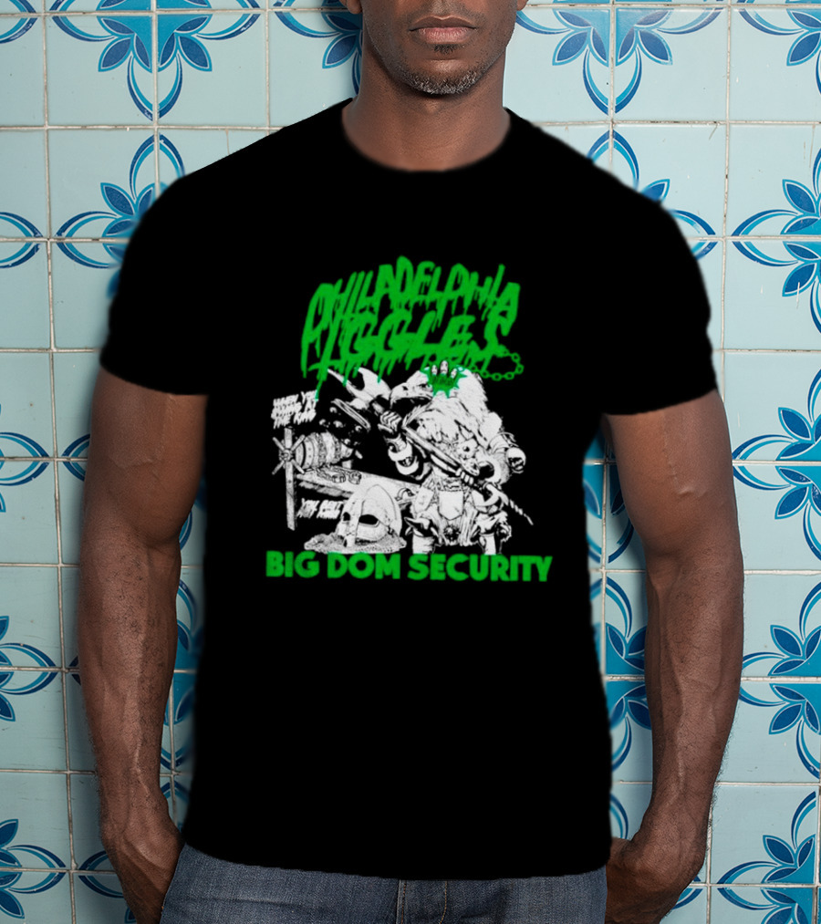 Philadelphia Iggles Big Dom Security Comic-Style Green T-Shirt