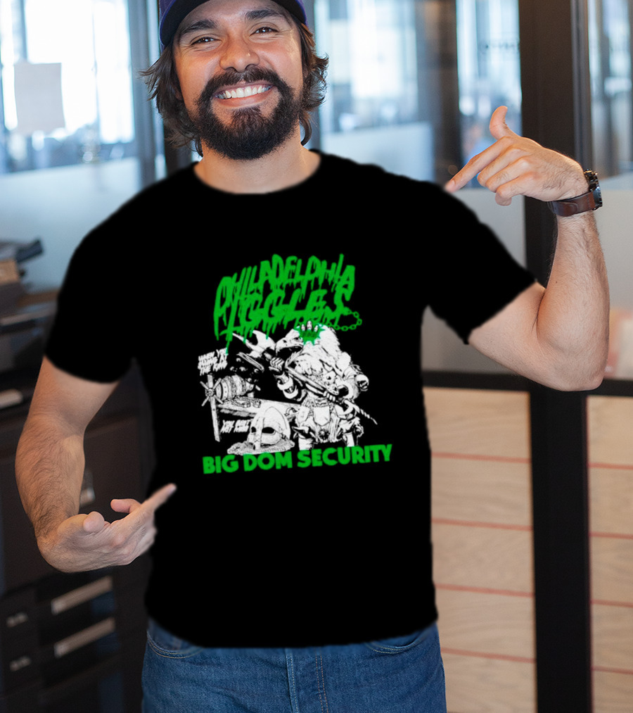 Philadelphia Iggles Big Dom Security Comic-Style Green T-Shirt