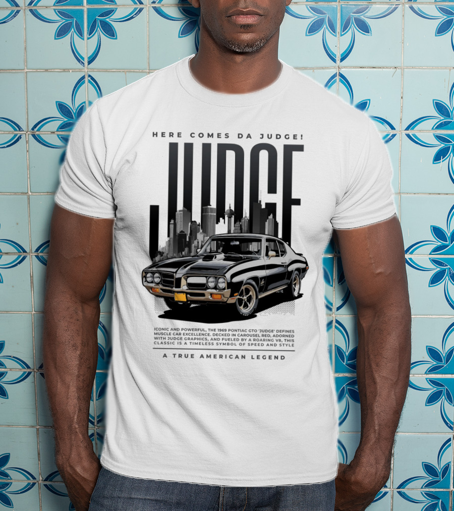 Pontiac Judge Muscle Car Iconic Roaring Classic City Skyline T-Shirt