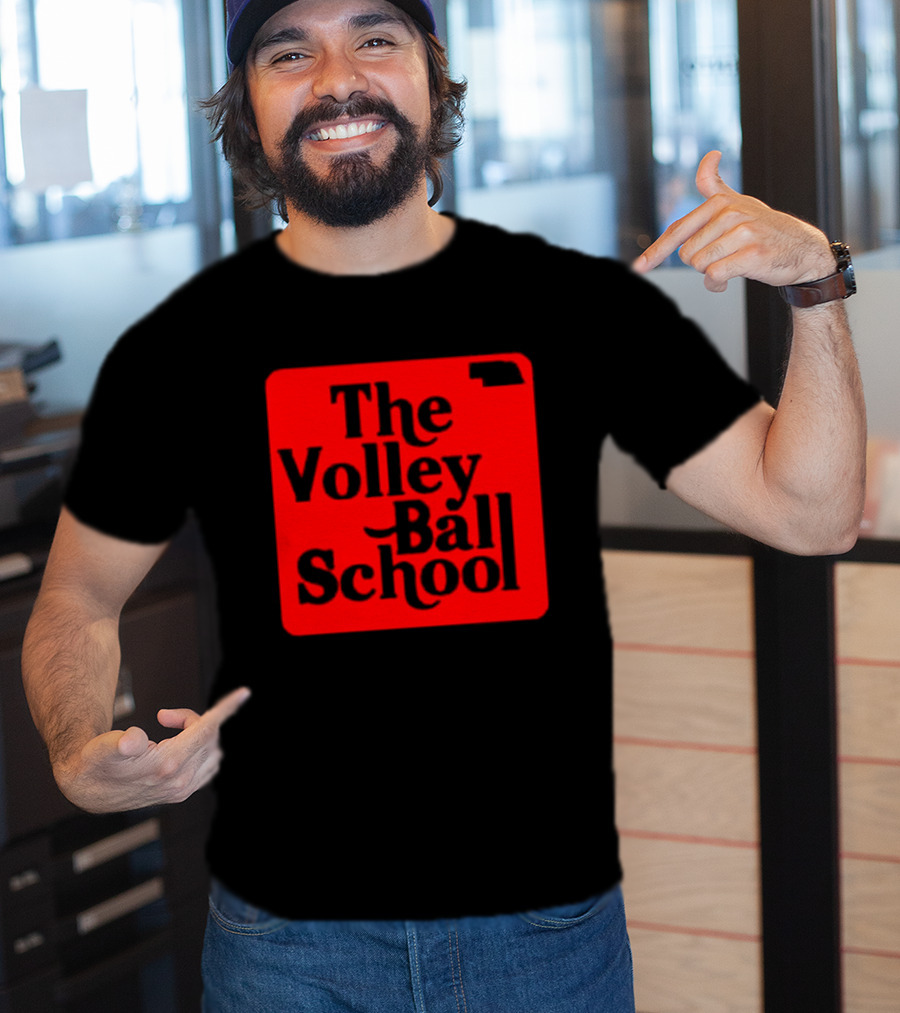The Volleyball School Nebraska Red Square Text T-Shirt