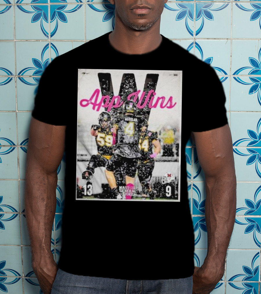 Appalachian State Mountaineers Football App Wins 13 9 Victory Celebration Football Players In Action T-Shirt