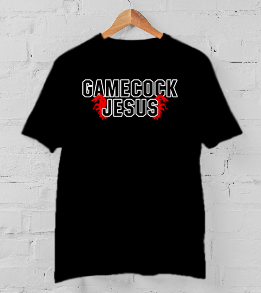 Gamecock Jesus Rooster Silhouette Iconic Sports Team Phrase T-Shirt