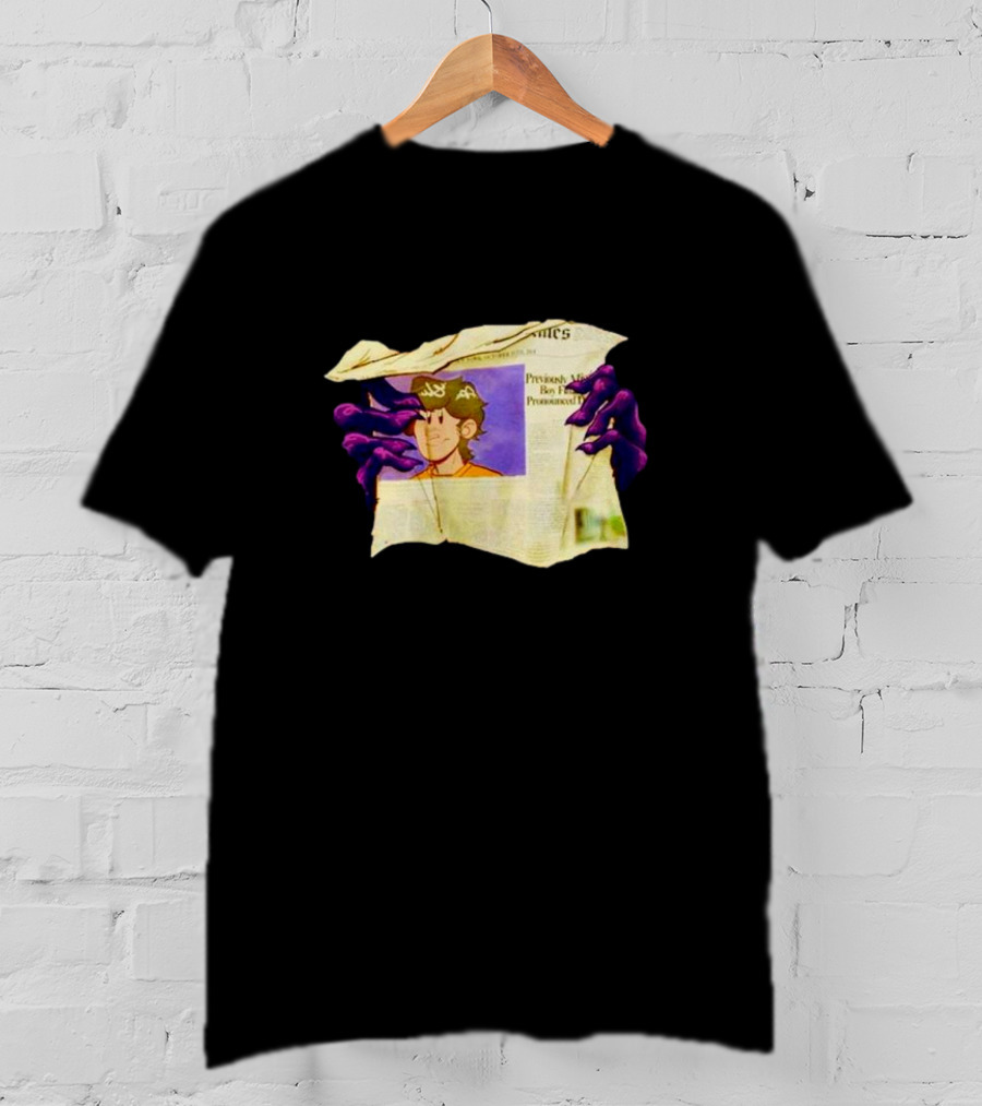 Graaavel’s Backstory Newspaper Cursed Hands Crowned Character T-Shirt