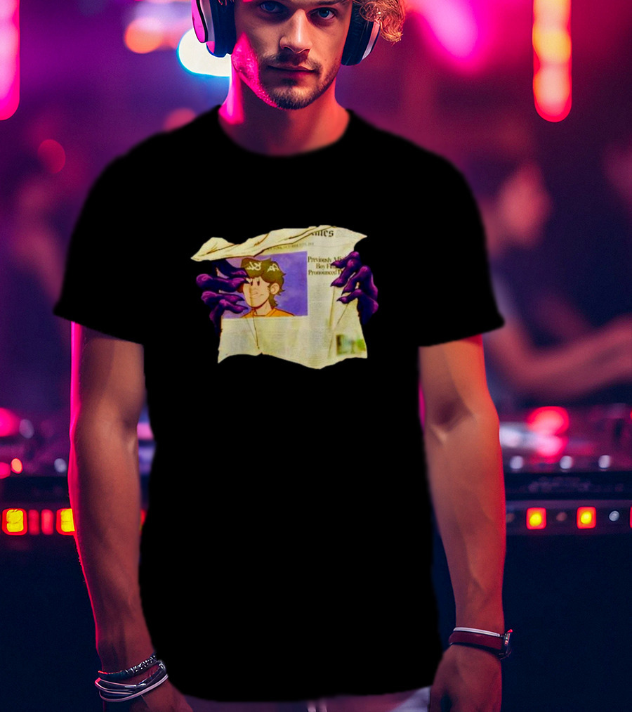 Graaavel’s Backstory Newspaper Cursed Hands Crowned Character T-Shirt