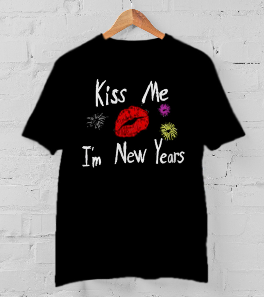 Kiss Me I'm New Years Fireworks And Red Lips T-Shirt