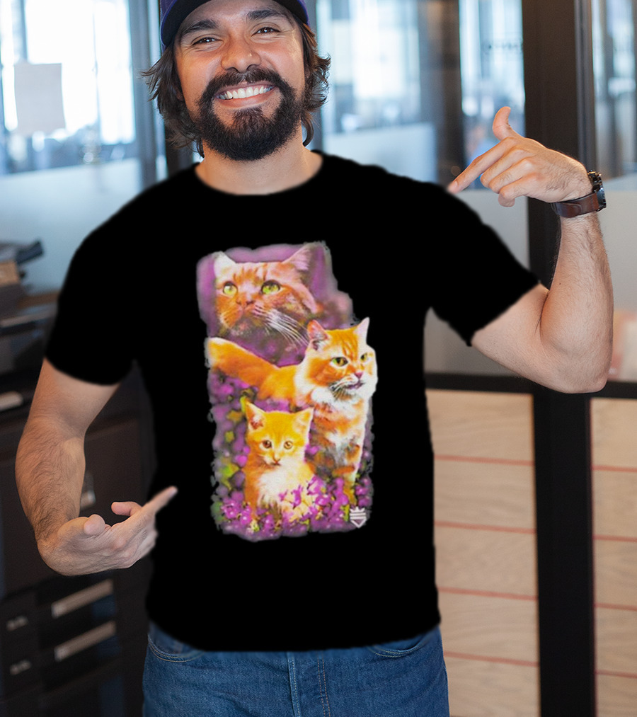 Opticgaming Scump Cat Trio Among Blossoms T-Shirt