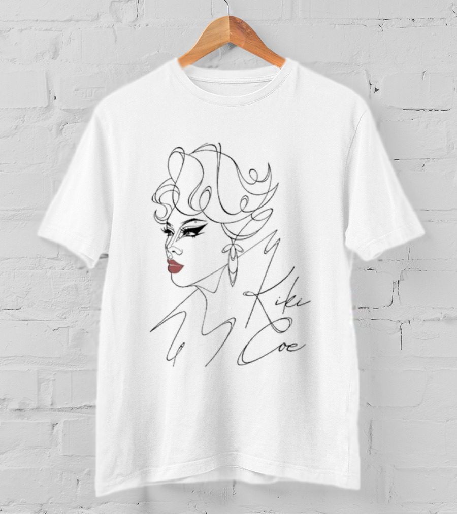 Kiki Coe Leif Sezaki Line Art Portrait With Red Lips T-Shirt