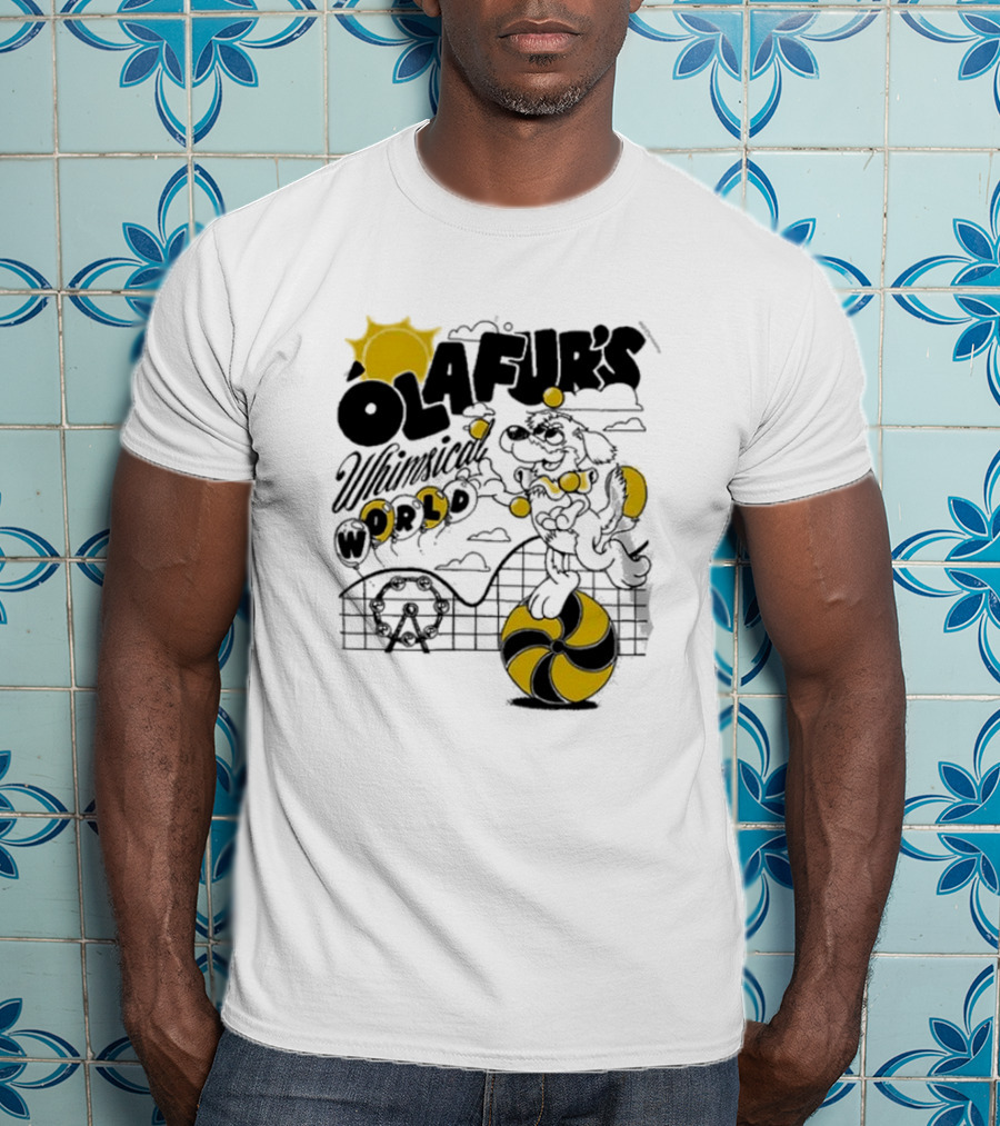 OLAFUR'S Whimsical World Amusement Adventure Design With Iconic Puppy And Ferris Wheel T-Shirt