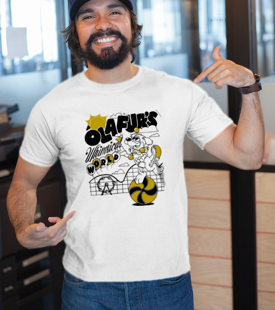 OLAFUR'S Whimsical World Amusement Adventure Design With Iconic Puppy And Ferris Wheel T-Shirt