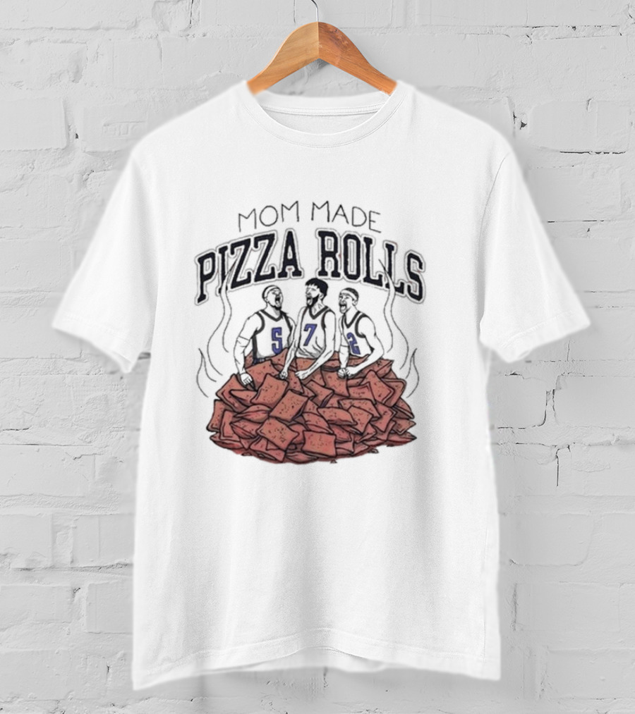 Mom Made Pizza Rolls Basketball Trio On Pizza Pile T-Shirt