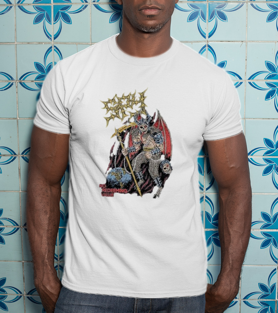 Evil Angel No Redeeming Value Demon Warrior With Wings And Skeletal Staff T-Shirt