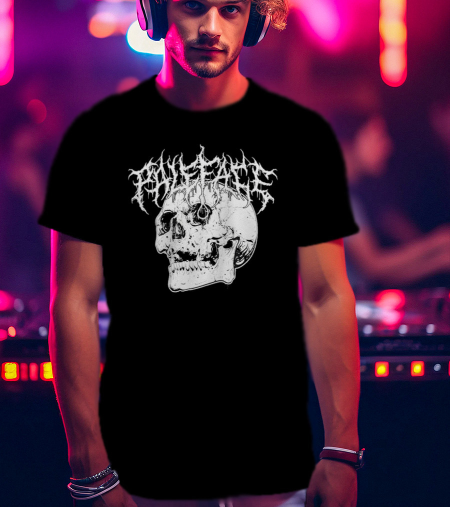Paleface Skull Art With Gothic Script T-Shirt