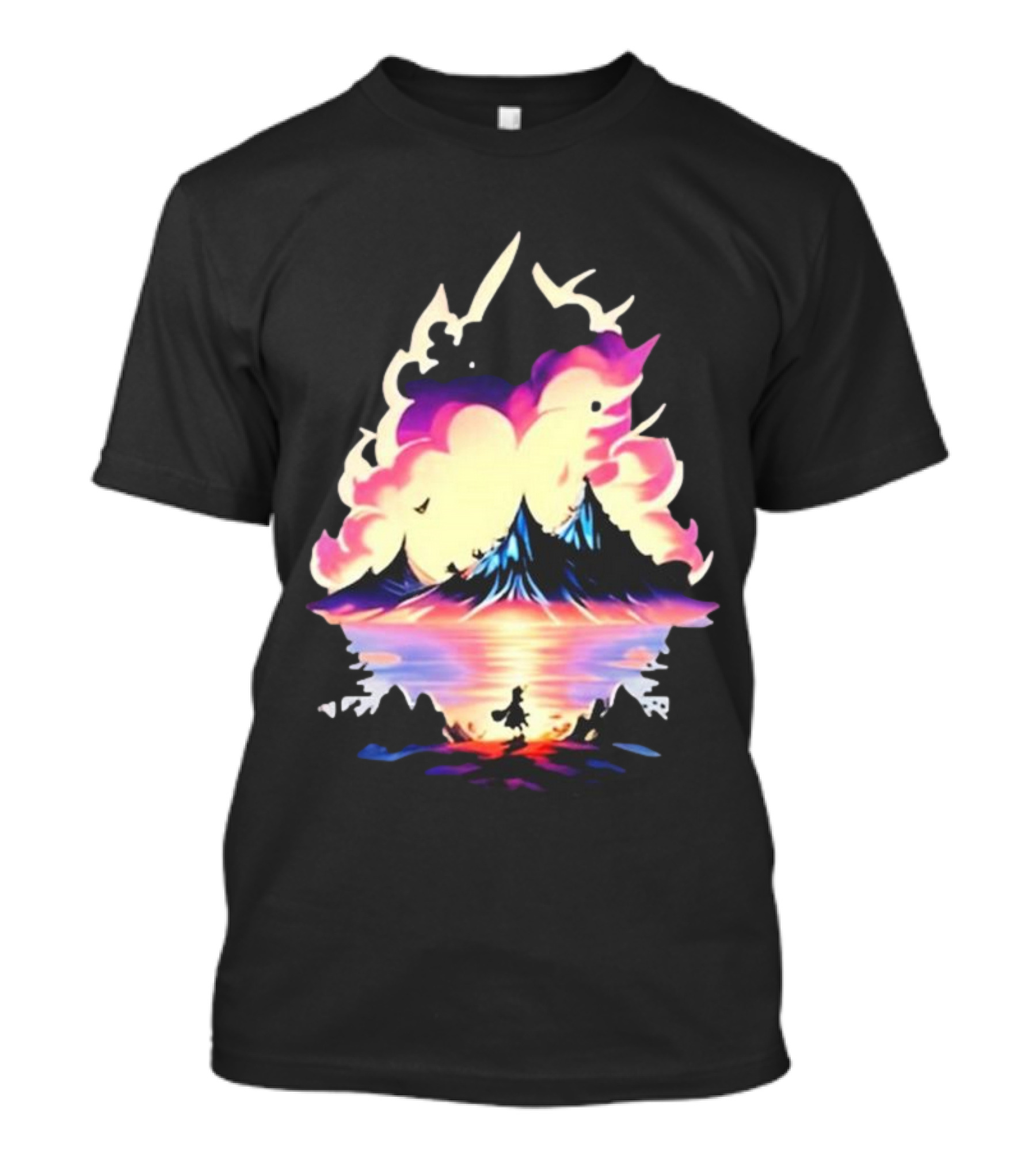 Fairy Tale Sight Comics Artwork Enchanted Landscape With Mountains And Reflection T-Shirt