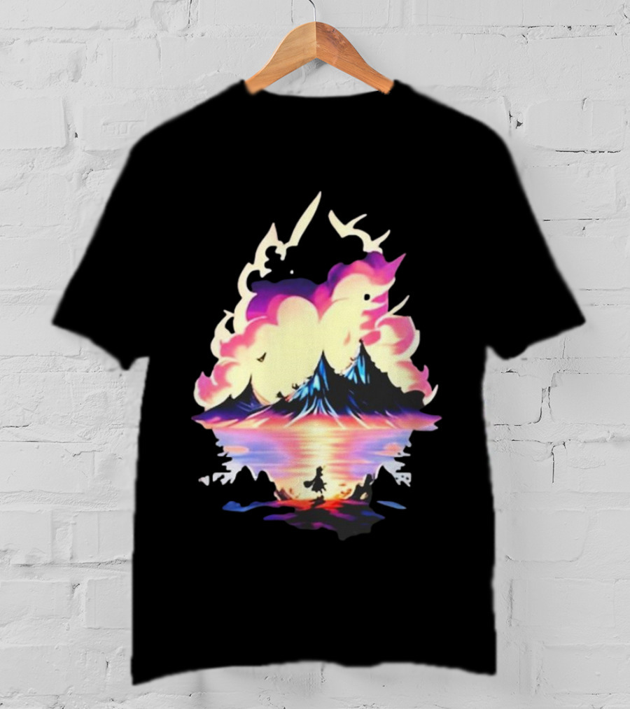 Fairy Tale Sight Comics Artwork Enchanted Landscape With Mountains And Reflection T-Shirt