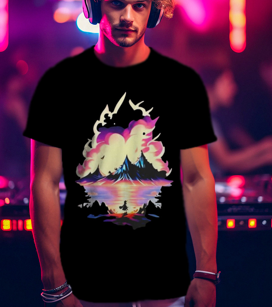 Fairy Tale Sight Comics Artwork Enchanted Landscape With Mountains And Reflection T-Shirt