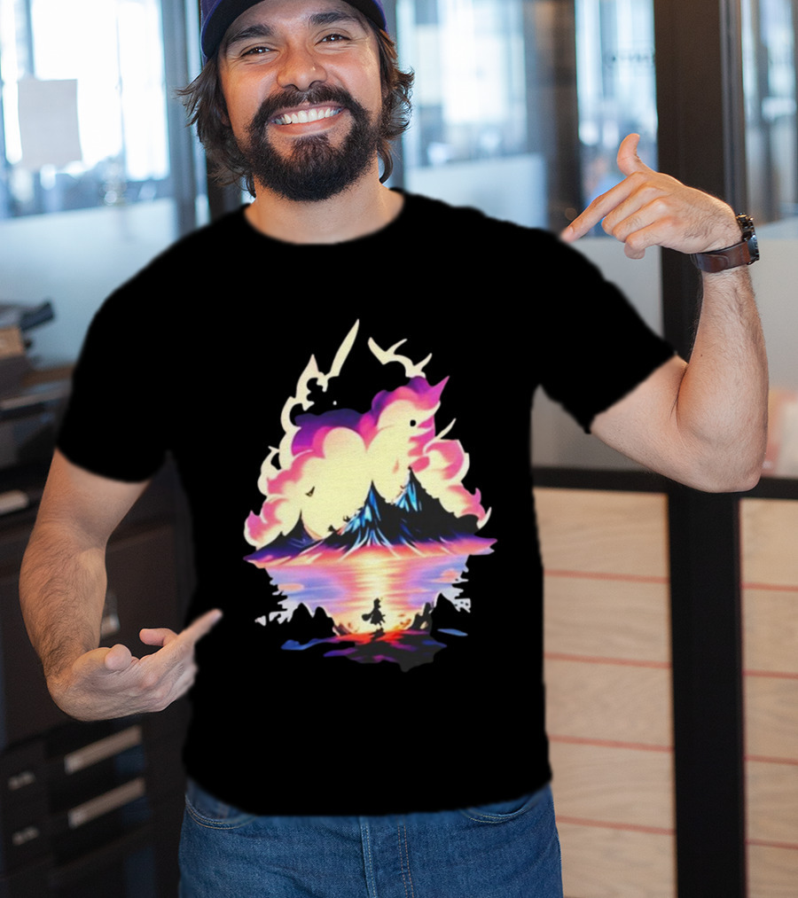 Fairy Tale Sight Comics Artwork Enchanted Landscape With Mountains And Reflection T-Shirt