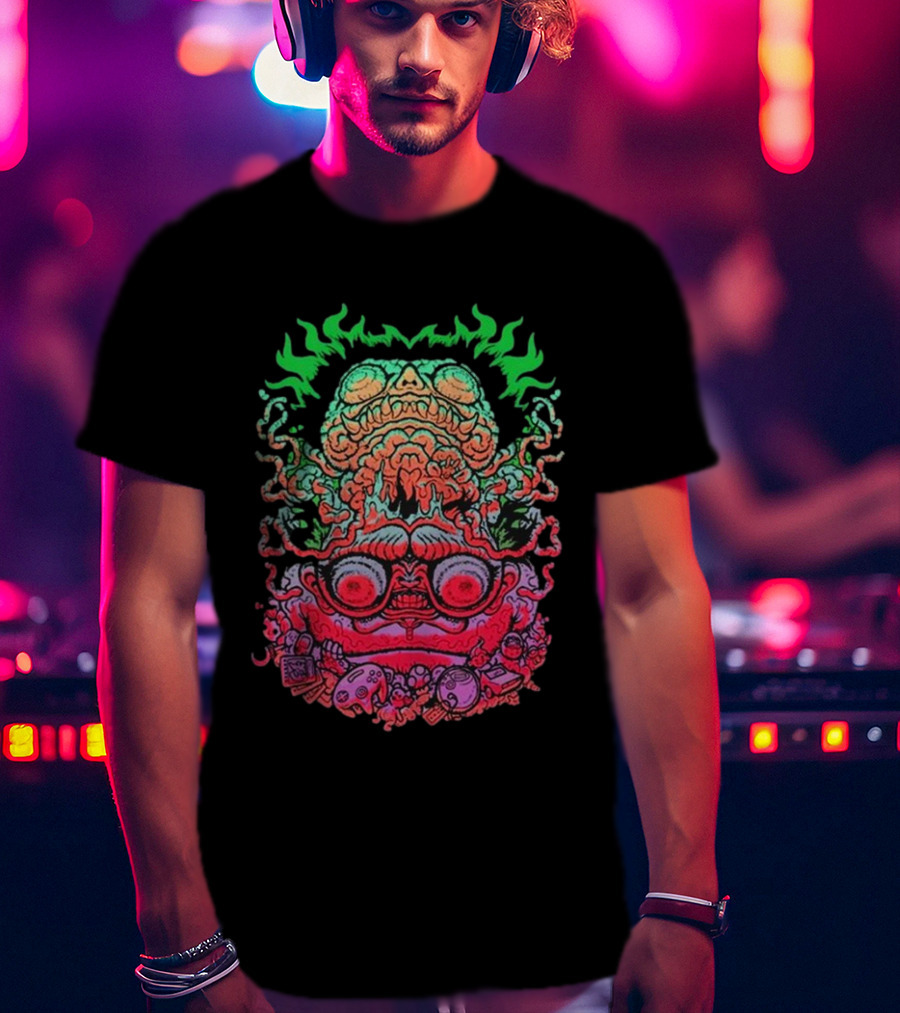 Papa Meat Psychedelic Skull Monster Stack T-Shirt