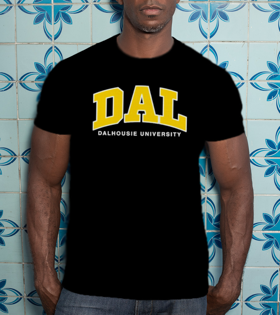 DAL Dalhousie University Yellow Arch Text T-Shirt