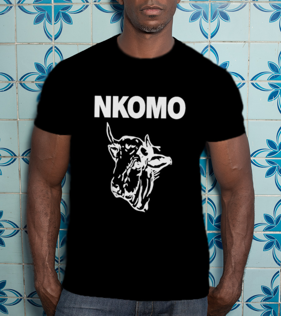 NKOMO Cow Illustration White Text T-Shirt
