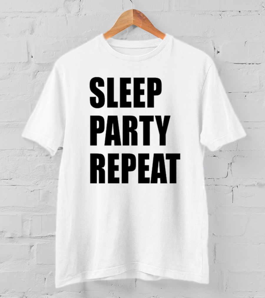 Sleep Party Repeat Slogan Black минималистичний дизайн T-Shirt
