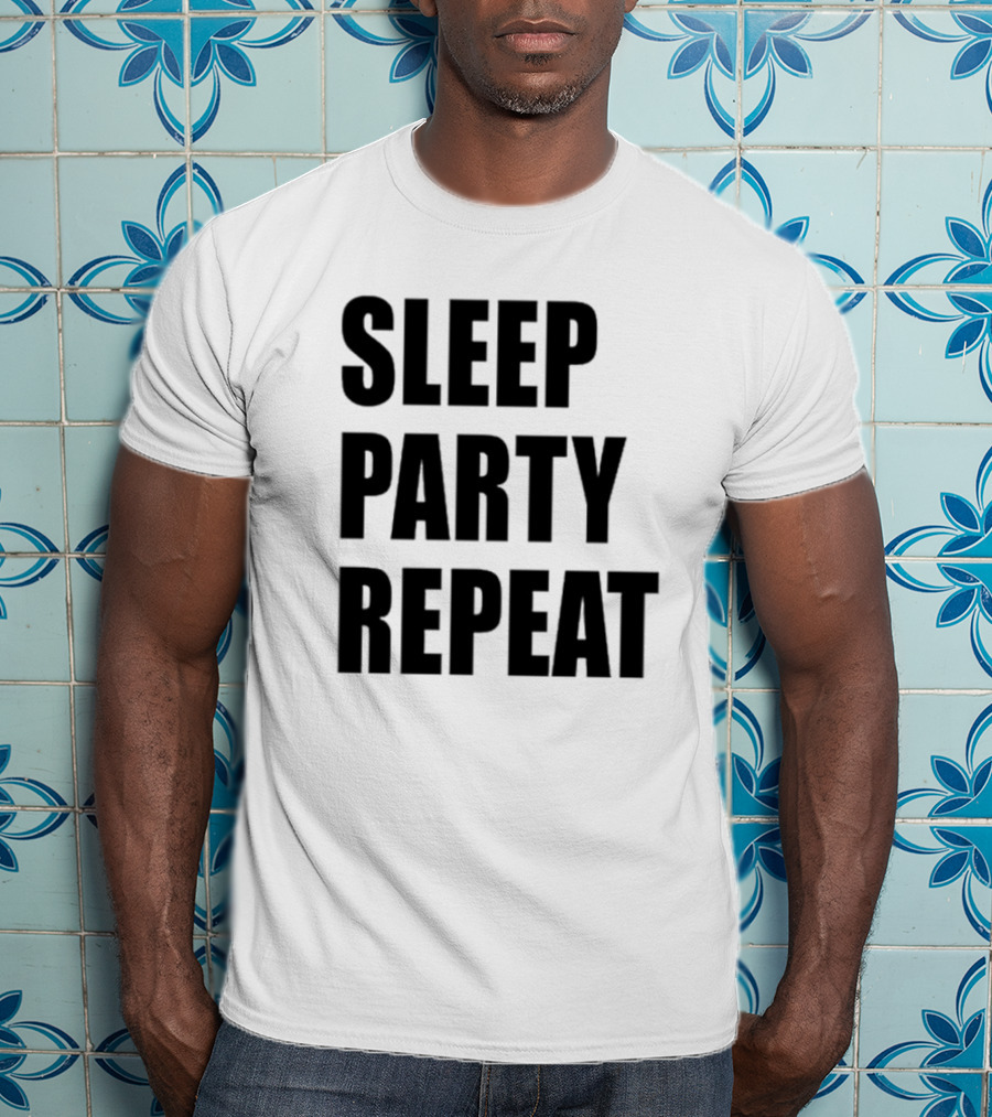 Sleep Party Repeat Slogan Black минималистичний дизайн T-Shirt