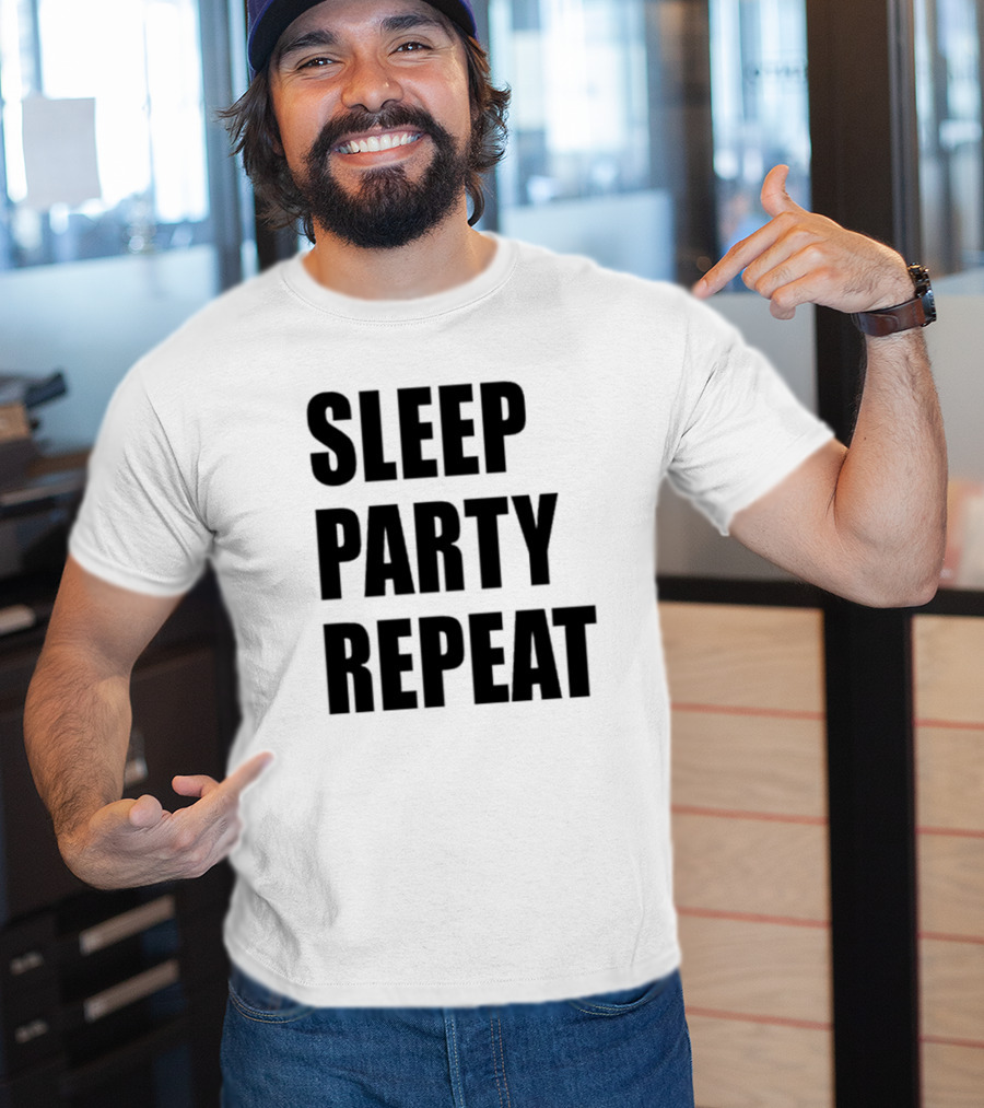 Sleep Party Repeat Slogan Black минималистичний дизайн T-Shirt