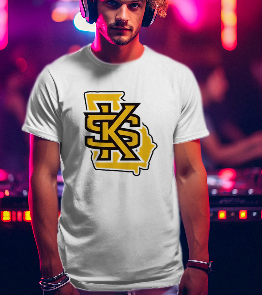 KSU Athletics Black And Gold Georgia Map T-Shirt