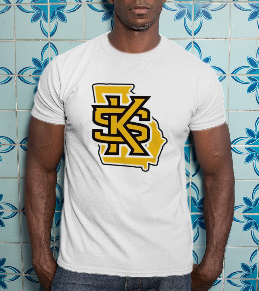 KSU Athletics Black And Gold Georgia Map T-Shirt