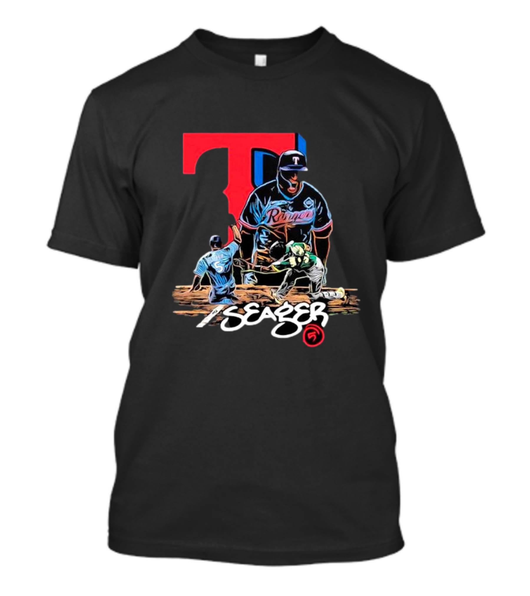 Texas Rangers Seager Baseball Action T-Shirt