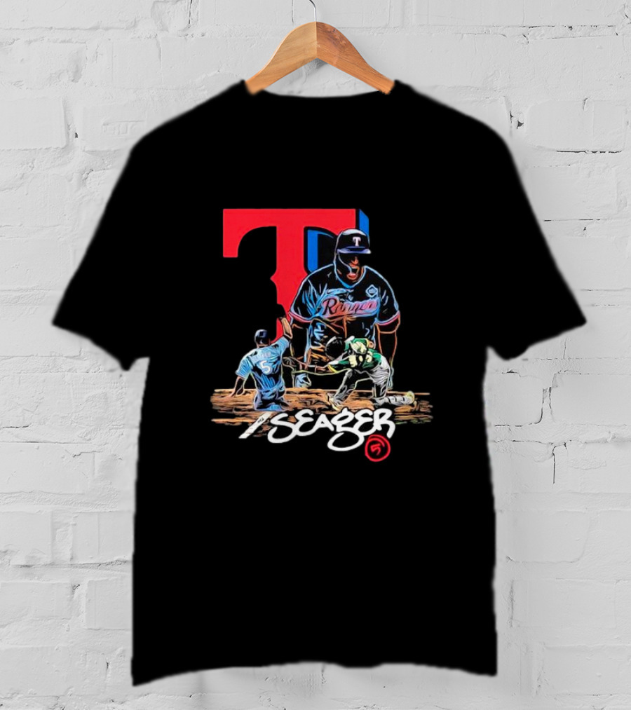 Texas Rangers Seager Baseball Action T-Shirt