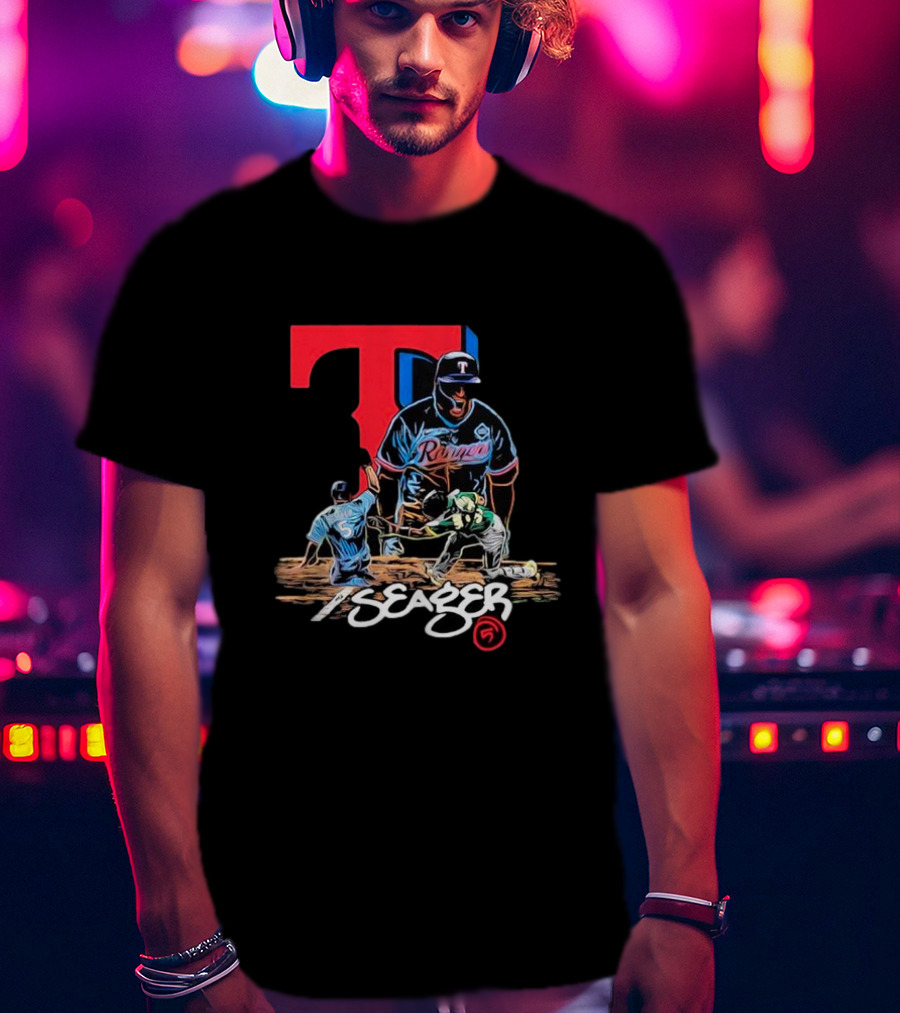 Texas Rangers Seager Baseball Action T-Shirt
