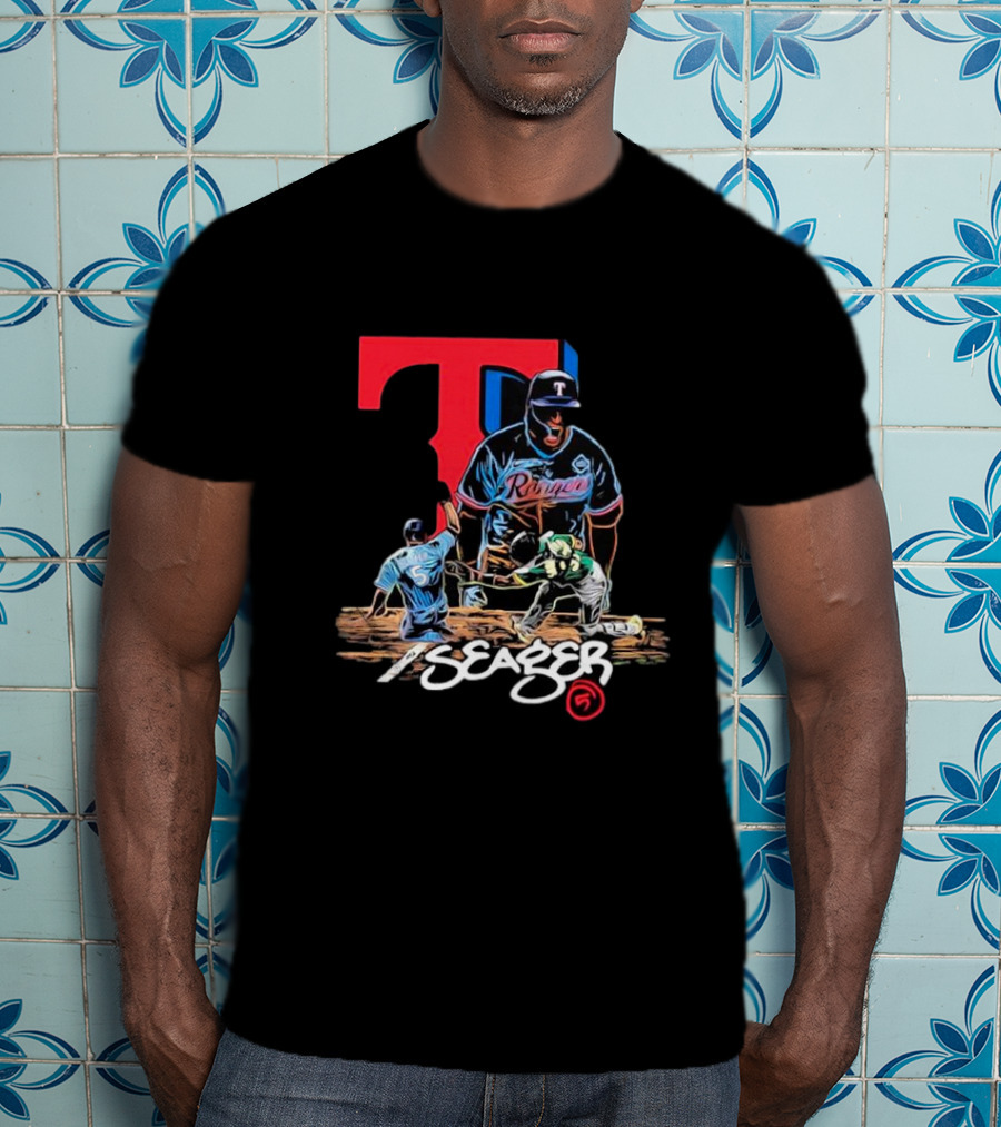 Texas Rangers Seager Baseball Action T-Shirt
