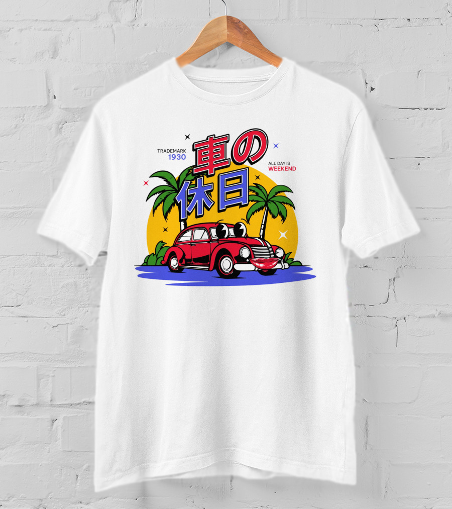 Trademark 1930 Car Holiday All Days Weekend Palm Trees T-Shirt