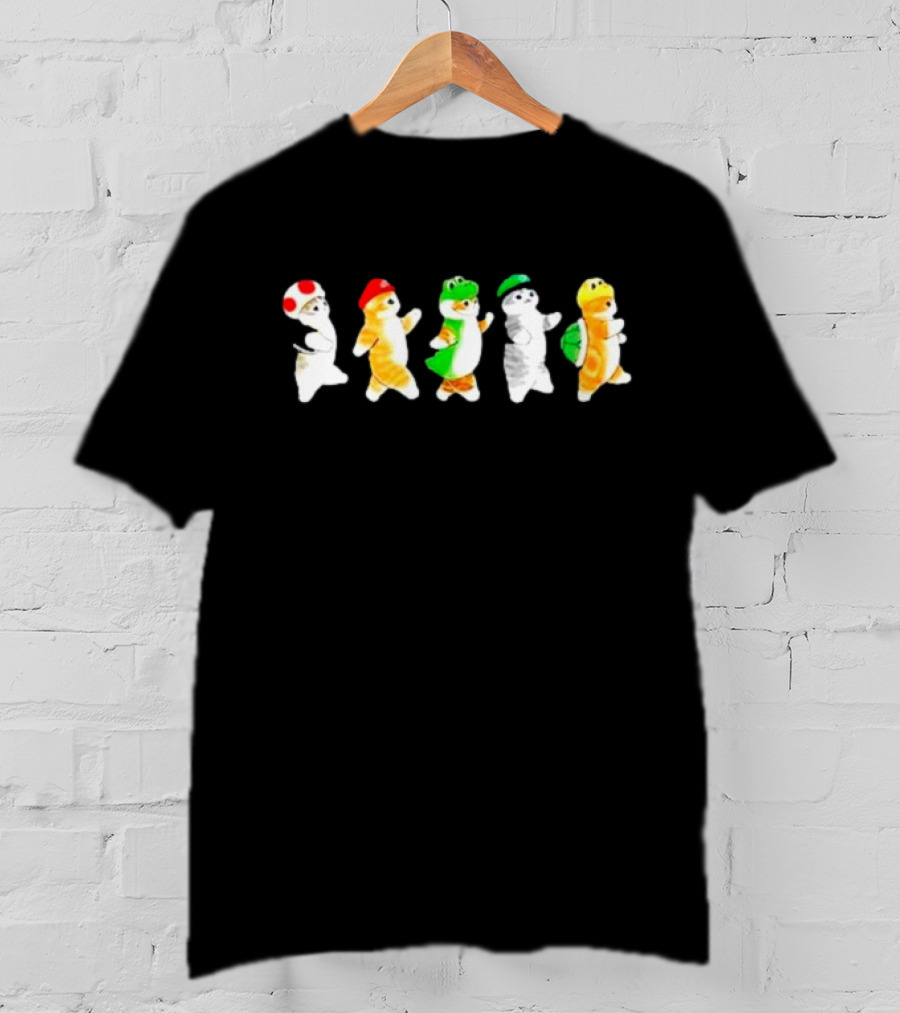 Cat Super Mario Toad Yoshi Luigi Bowser Icons T-Shirt