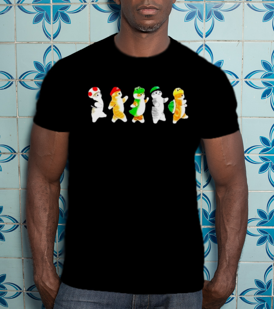 Cat Super Mario Toad Yoshi Luigi Bowser Icons T-Shirt