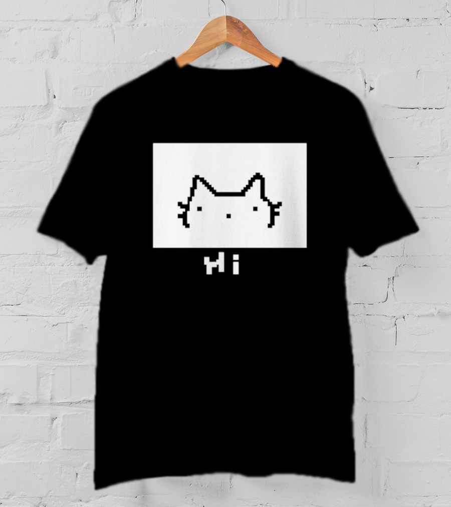 Chew Hi Cat Pixel Art Minimalistic Kitty T-Shirt