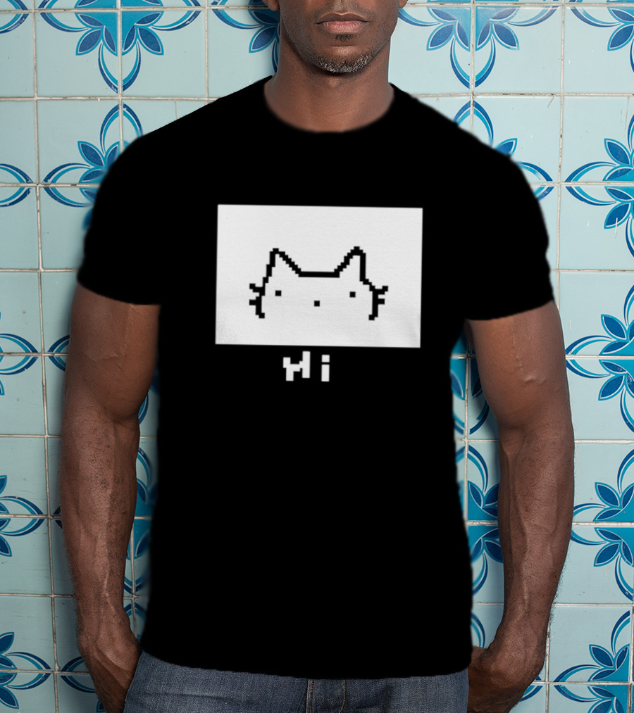 Chew Hi Cat Pixel Art Minimalistic Kitty T-Shirt